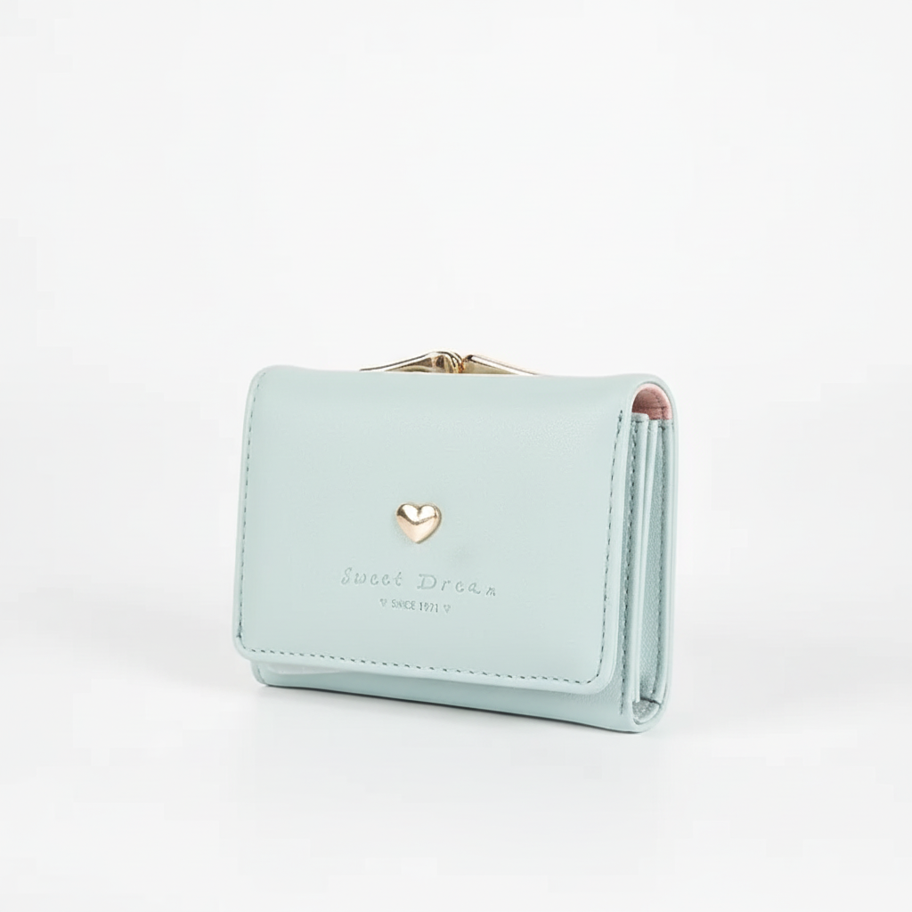 Geschlossene kompakte Damen Geldbörse aus PU-Leder, ideal für kleine Handtaschen.