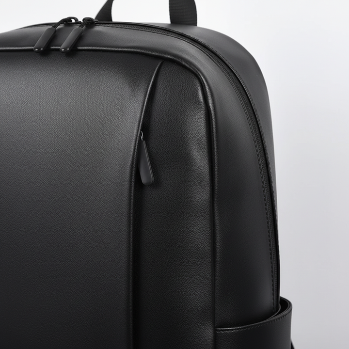 Schwarzer, eleganter Unisex Business Rucksack aus PU, ideal für Laptop und den täglichen Weg zur Arbeit.