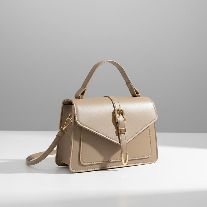 Standansicht der stabilen minimalistischen Damen Crossbody-Tasche, PU-Material, elegantes Design.