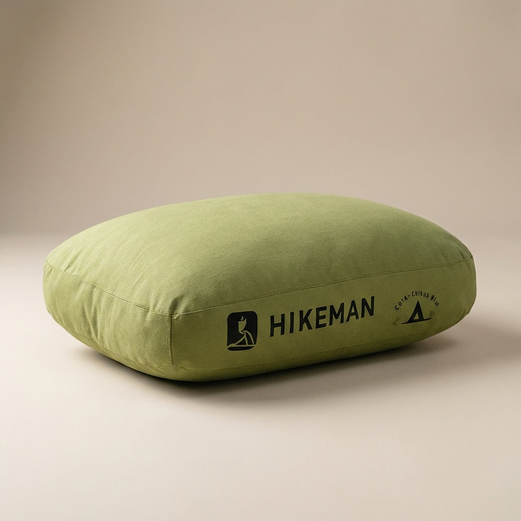 Kaffeebraunes ergonomisches Nackenkissen für optimalen Schlafkomfort auf Reisen und beim Camping.