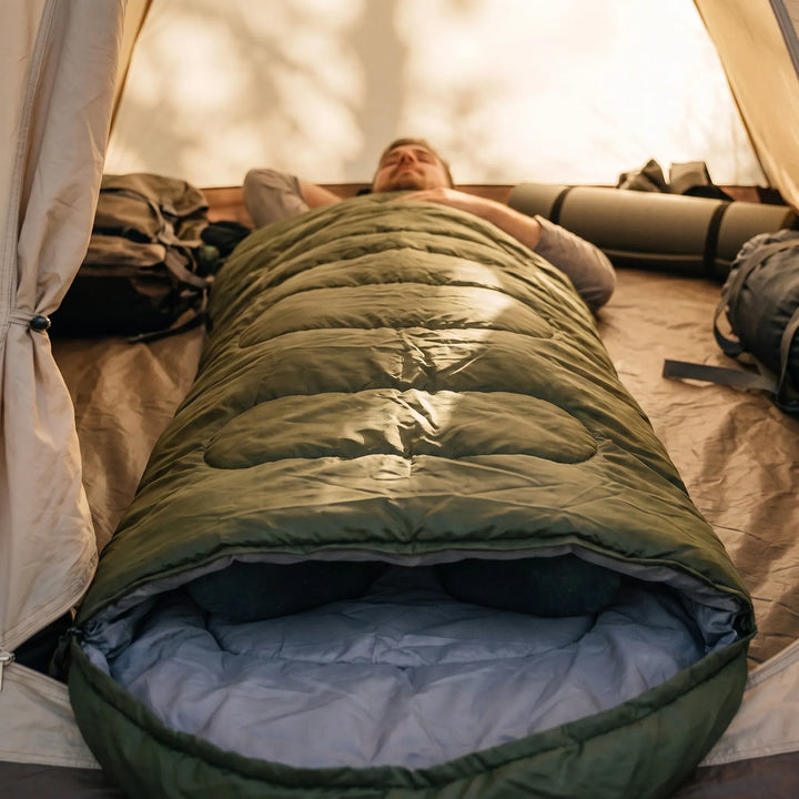 Vielseitiger Deckenschlafsack für Erwachsene, ideal für Camping, Reise & Outdoor. Komfortabel, leicht & kompakt.