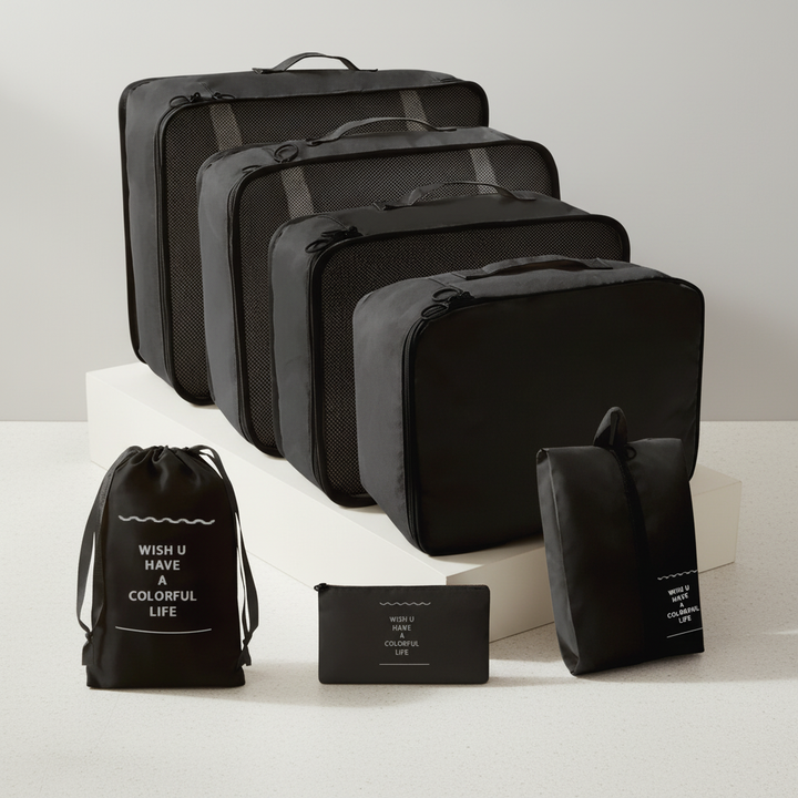 Vielseitiges Packwürfel-Set aus robustem Twillgewebe. Perfektes Reisezubehör für Ordnung im Gepäck.
