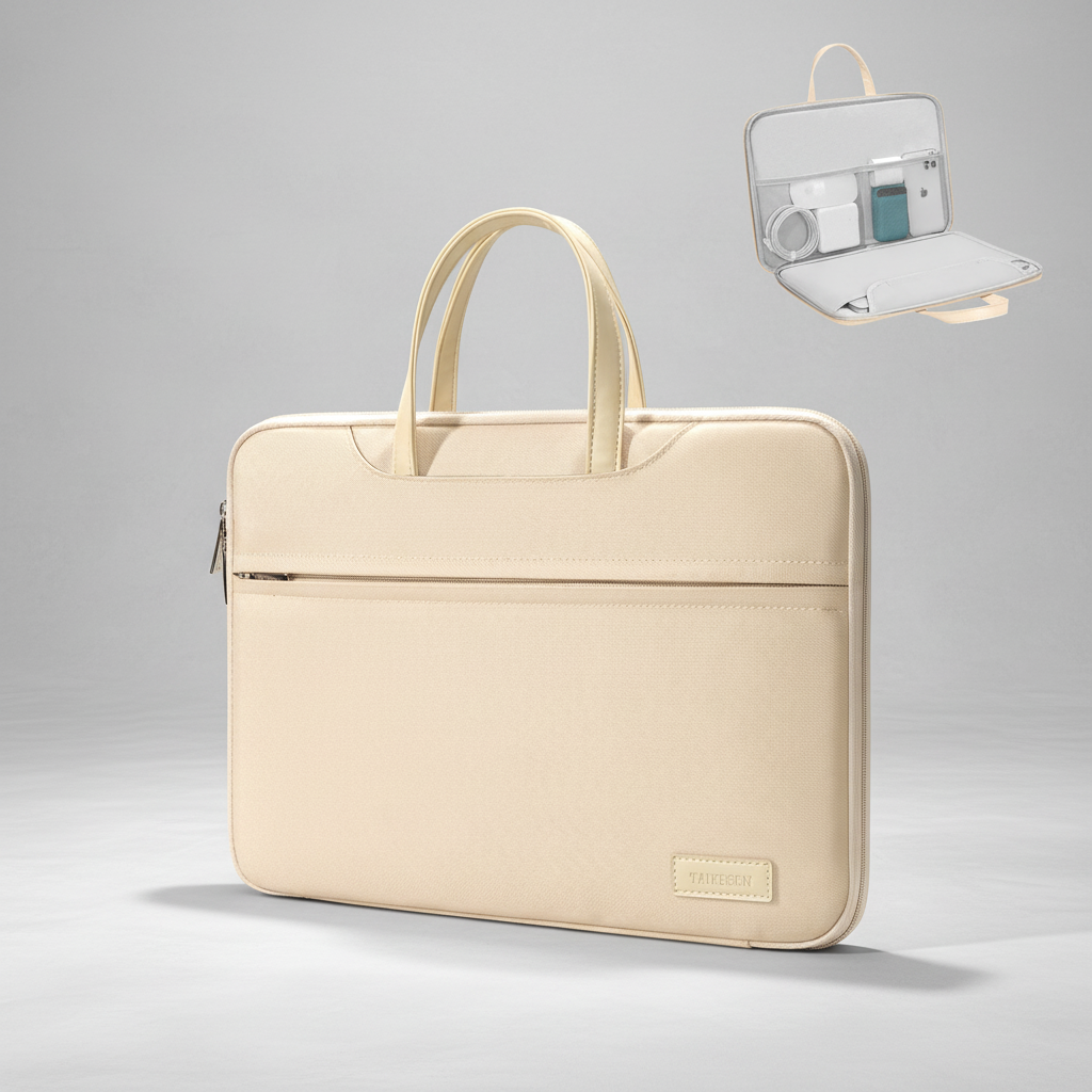 Khaki Laptop Aktentasche. Geräumiger Organizer, unisex Business Tasche für Büro & Pendler.