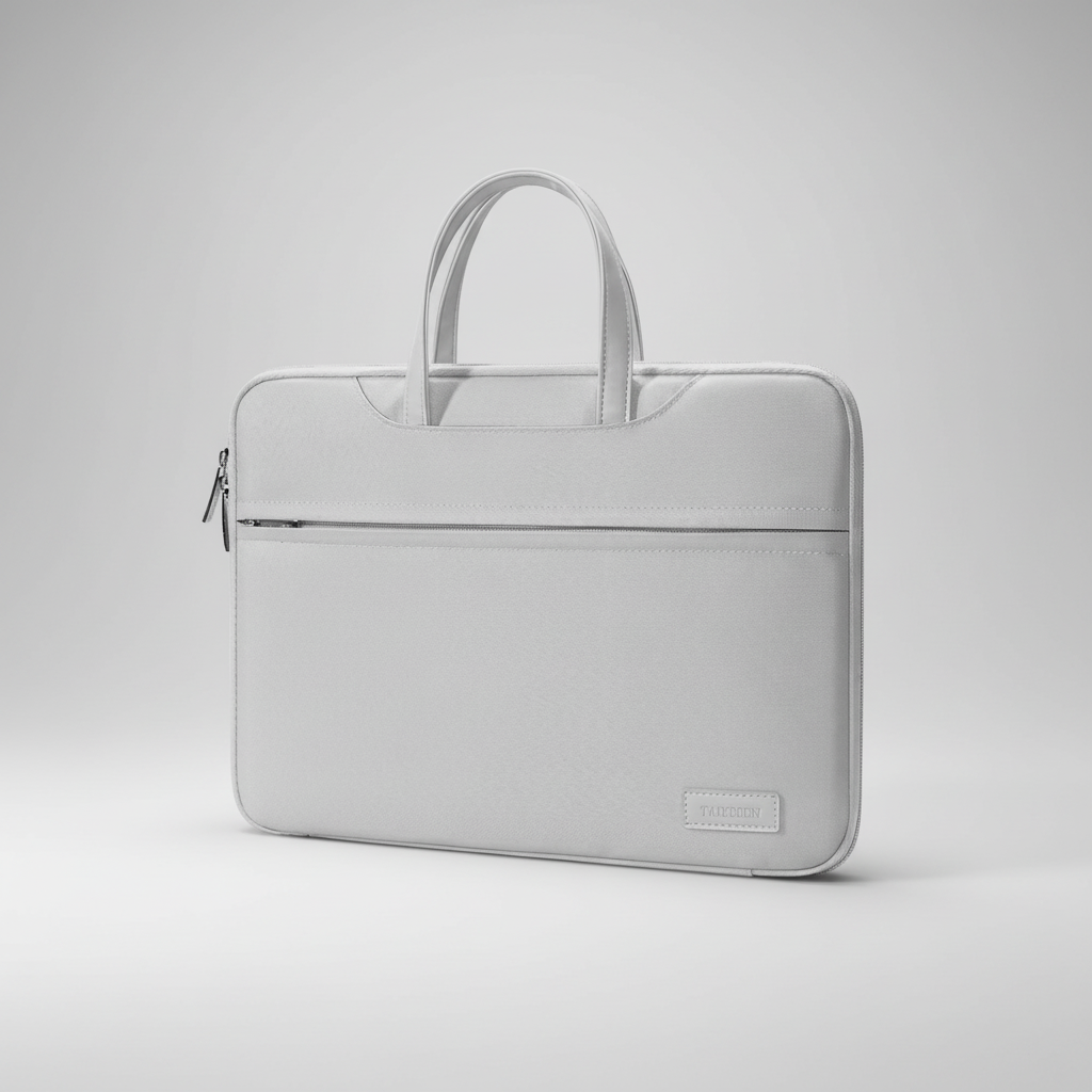 Graue Laptop Schutzhülle. Stilvolle Unisex Aktentasche als sicherer Reisebegleiter für Ihr Notebook.