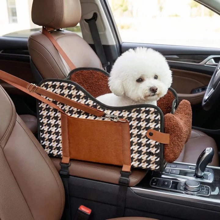 Haustier-Autositz für Mittelkonsole, sicher & bequem für kleine Hunde und Katzen auf Reisen.
