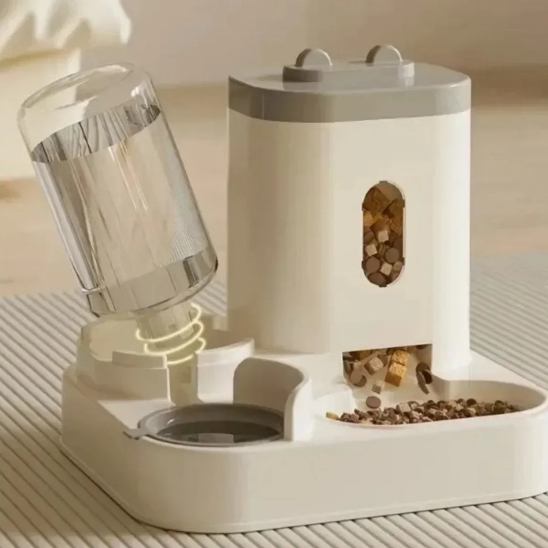 Futterspender & Wasserspender 2L für kleine Hunde und Katzen. Automatische Futterstation Haustier.