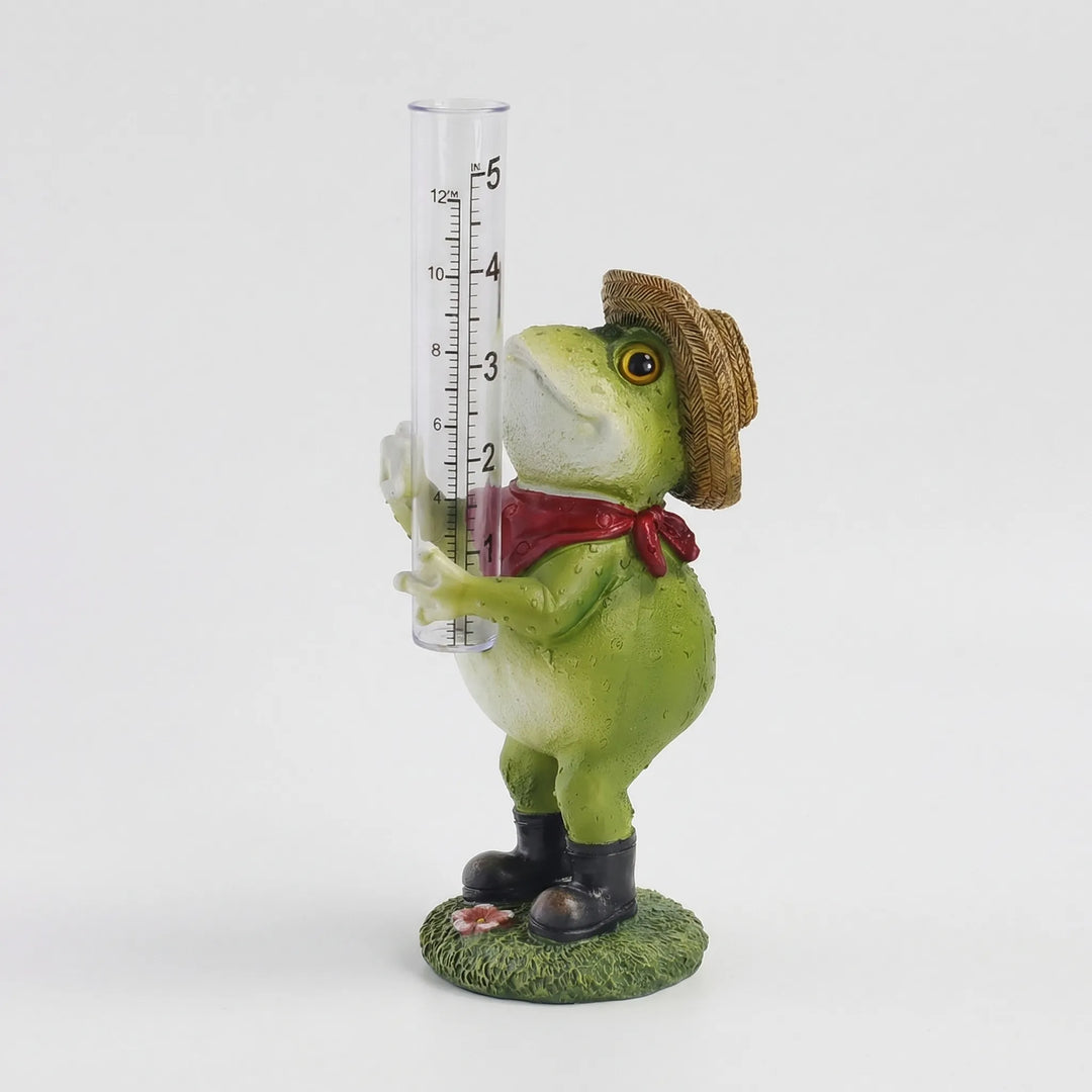 Handbemalter Frosch-Regenmesser, charmante Tierfigur-Gartendeko für Gartenaccessoires.