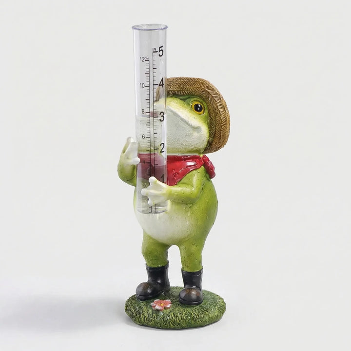 Dekorativer Frosch-Regenmesser, Wetterstation für Garten, handbemalte Tierfigur Outdoor.