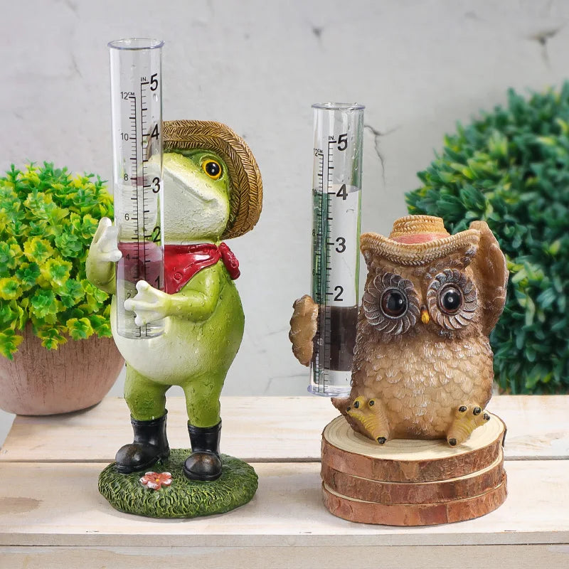 Eulen-Regenmesser, einzigartige Gartendeko Tierfigur, Gartenaccessoire & Wetterindikator.