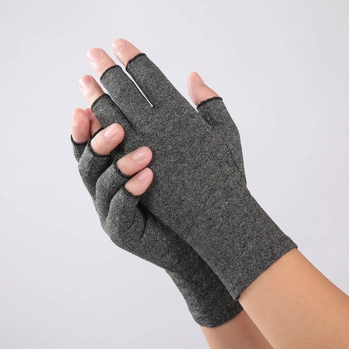 Violett Kompressionshandschuh Halbfinger, flexible Gelenkstütze & Schmerzlinderung bei Handschmerzen.