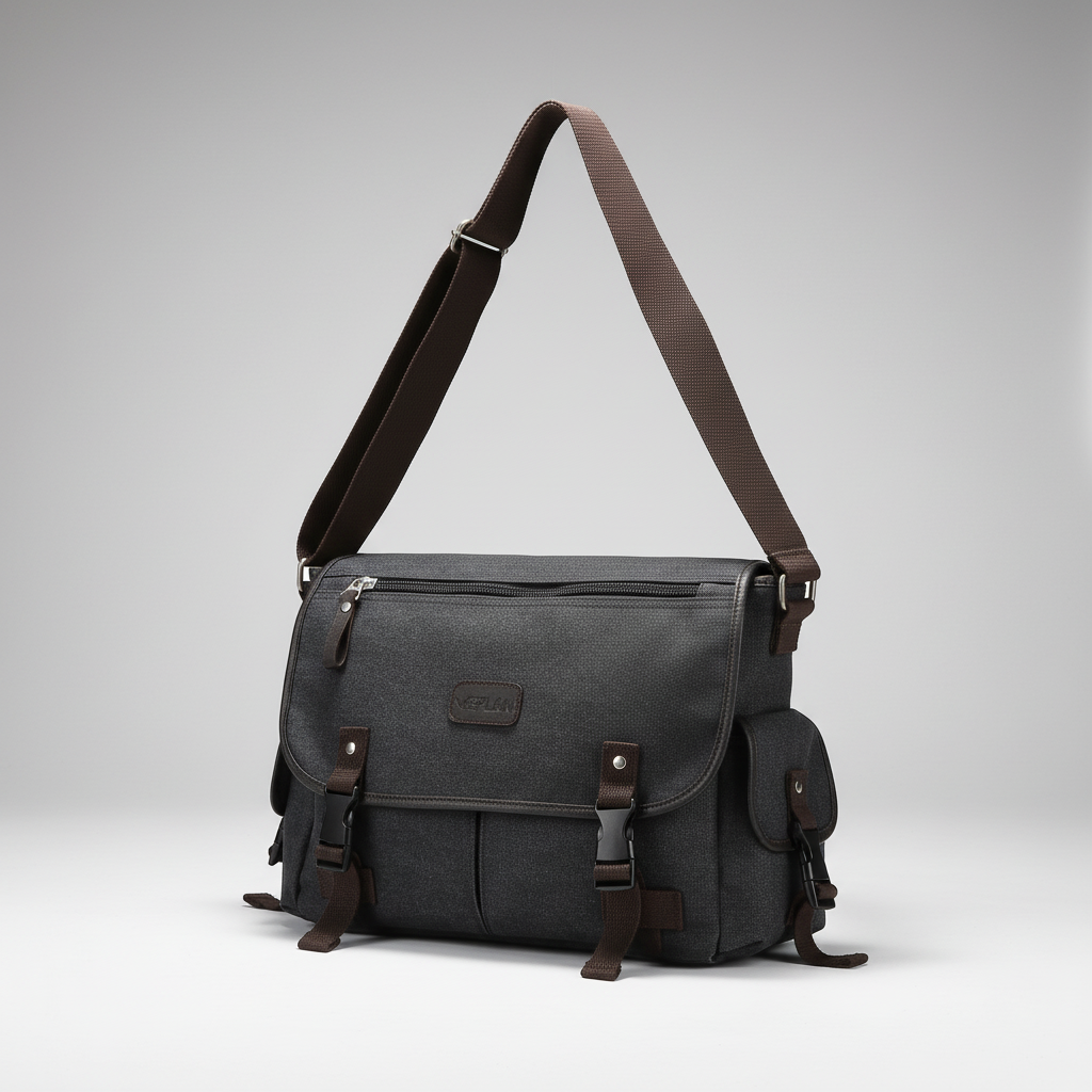 Geräumige Unisex Canvas Umhängetasche im Vintage-Design, perfekt für Dokumente & Laptop.