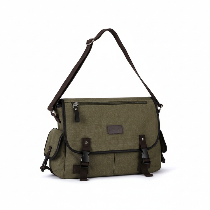 Bequeme Unisex Schultertasche aus Vintage Canvas mit verstellbarem Tragegurt & Laptopfach.