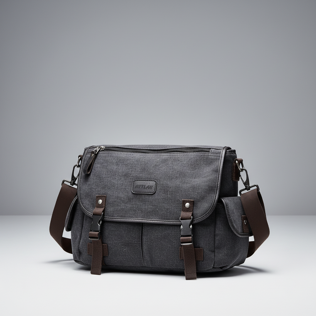 Strapazierfähige Vintage Canvas Schultertasche, unisex, ideal für urbanen Lifestyle & Reisen.