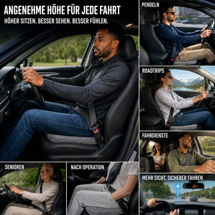 Komfortables orthopädisches Sitzkissen, grau, für Auto und Büro, fördert Durchblutung.