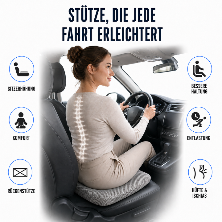 Komfortables Bürositzkissen, grau, mit Waben-Design. Ergonomisch & druckentlastend für lange Arbeitstage.