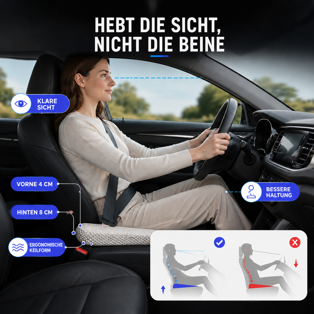 Sitzkissen mit Waben-Design in Beige, ideal für Auto und Bürostuhl, fördert gesunde Sitzhaltung.