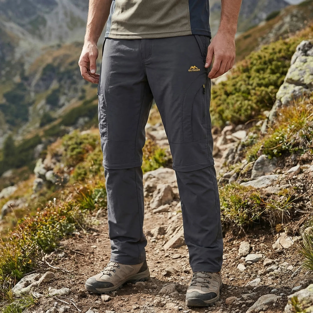 Herren Zip-Off Outdoorhose, wandelbar zur kurzen Wanderhose. Ideal für variable Wetterbedingungen.
