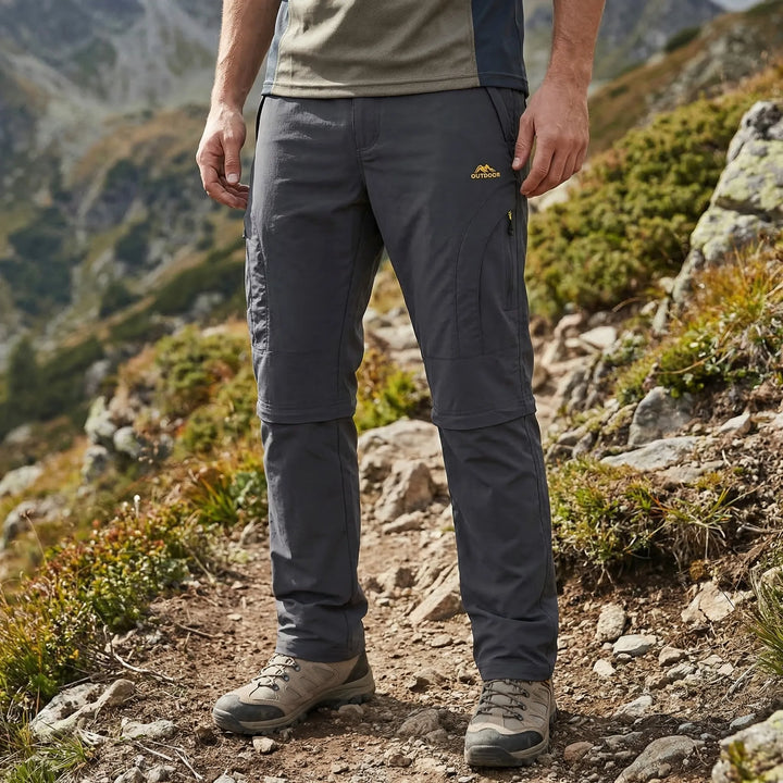 Herren Zip-Off Outdoorhose, wandelbar zur kurzen Wanderhose. Ideal für variable Wetterbedingungen.