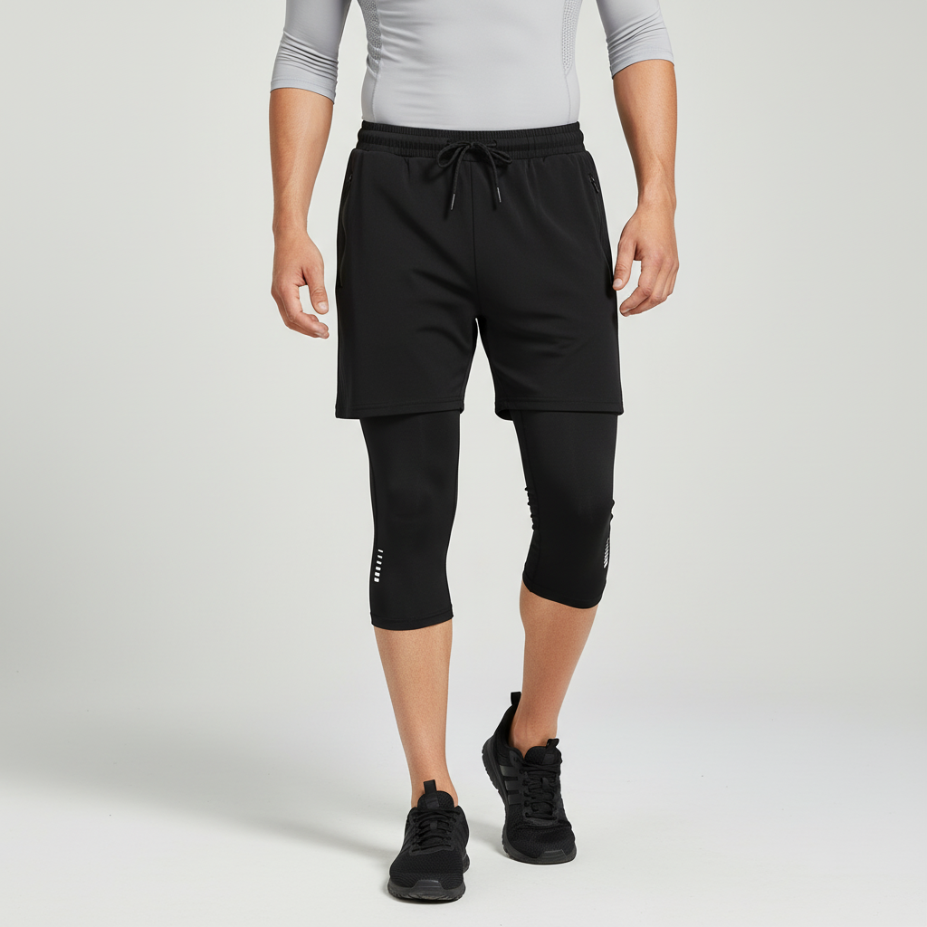 Athletische Herren Kompressions-Laufshorts, feuchtigkeitsableitend für Top-Leistung.