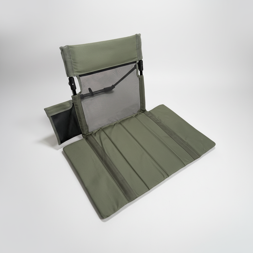 Ergonomischer Bodensessel, klappbar, mit Rückenlehne für hohen Sitzkomfort. Ideal für Garten & Outdoor.