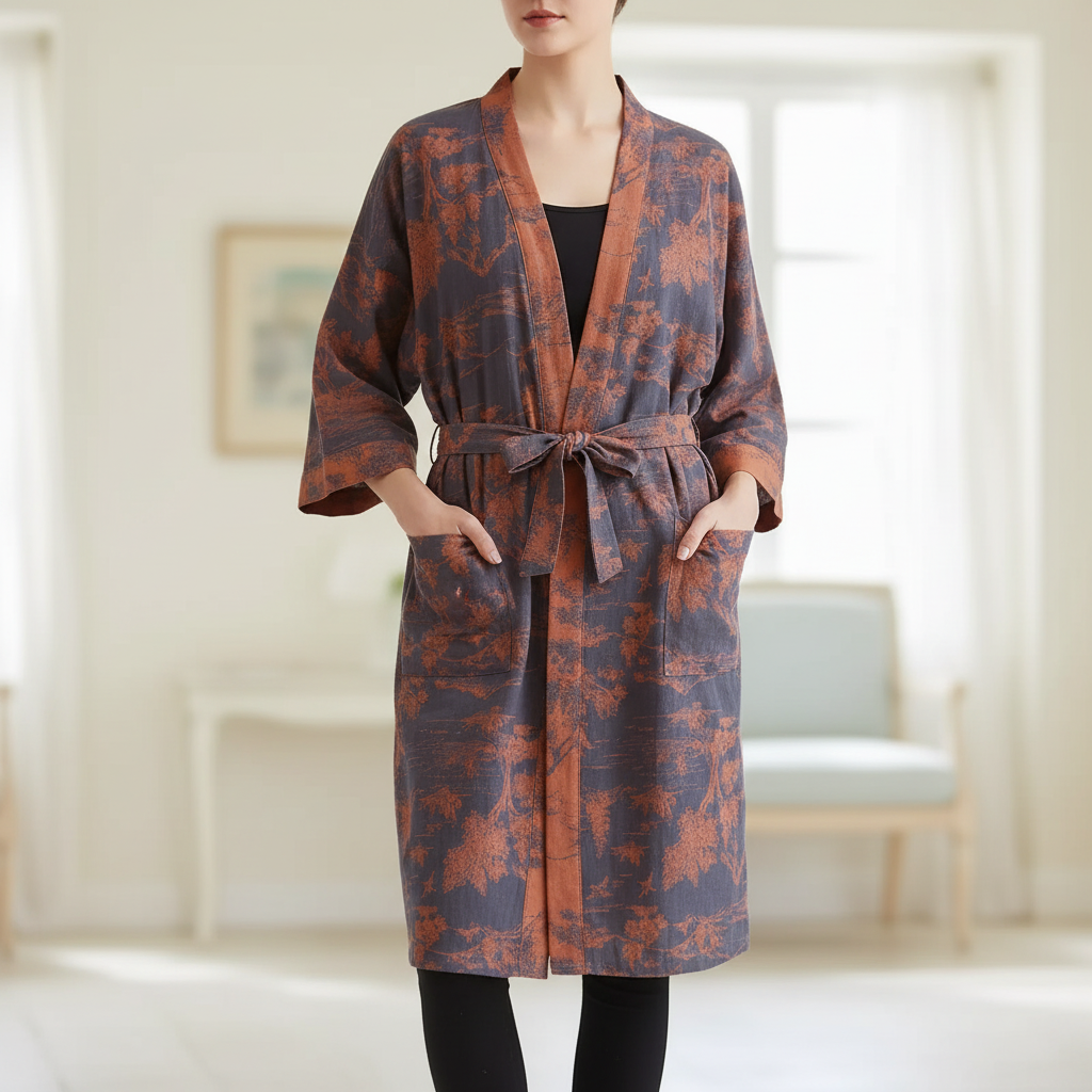 Damen Kimono-Morgenmantel für Entspannung, lockerer Bademantel im japanischen Stil, komfortable Loungewear.