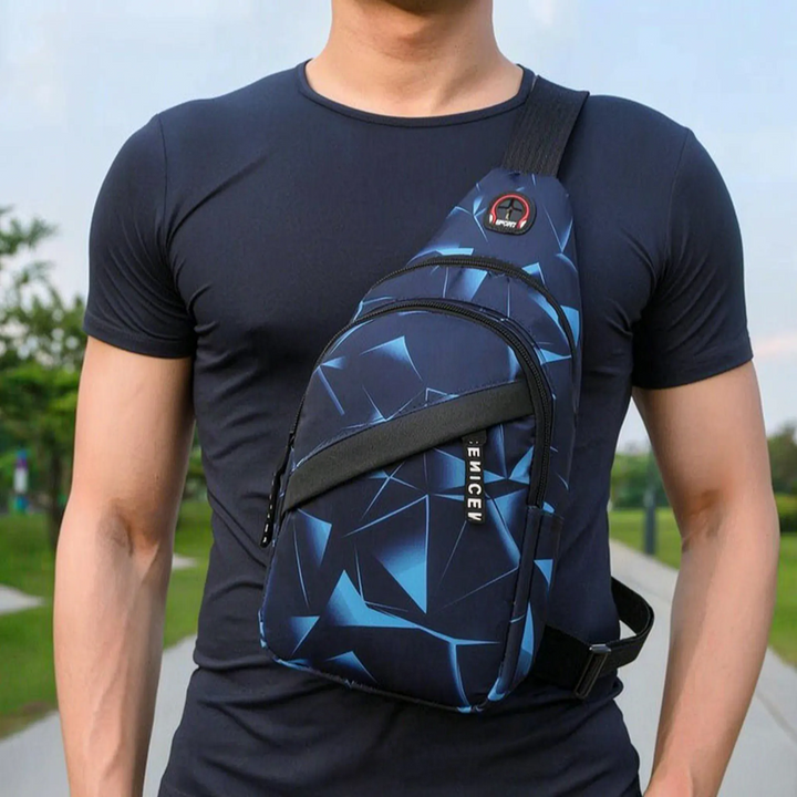 Kompakte Unisex Crossbody-Brusttasche mit geometrischem Muster, ideal für Reisen & Freizeit.