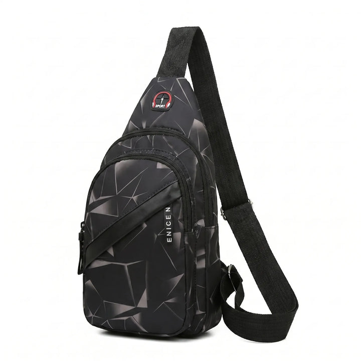 Kompakte Crossbody-Tasche mit stylischem geometrischem Druckmuster, ideal für Stadt & Freizeit.