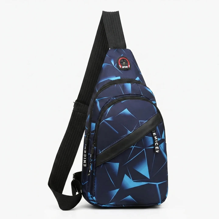 Leichte Unisex Schultertasche aus Oxford mit geometrischem Muster, praktische Pendeltasche.