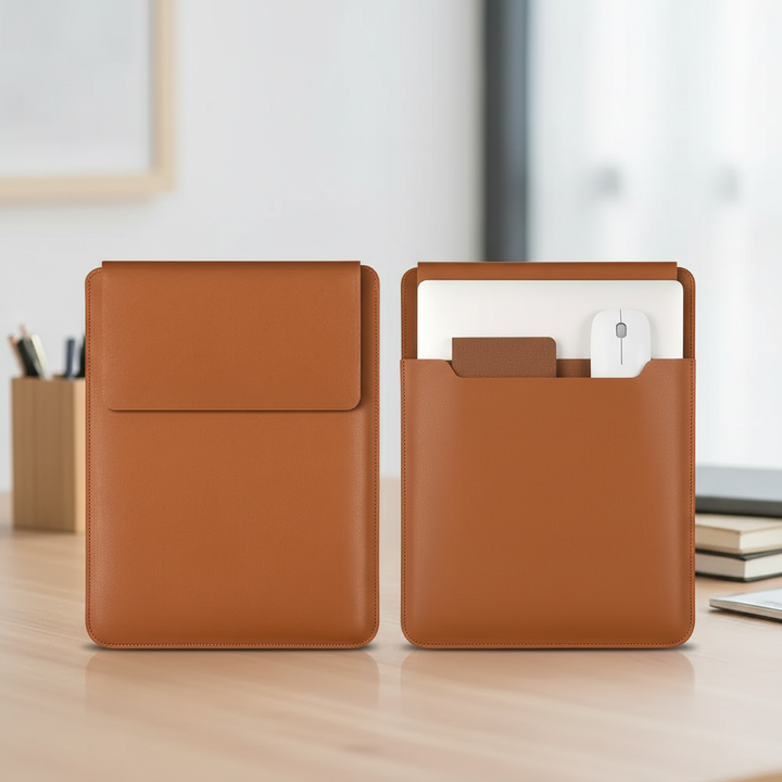 Schlanke Laptop-Schutzhülle in elegantem Grau, perfekt für Reise & Büro. Schützt Ihr Gerät stilvoll.