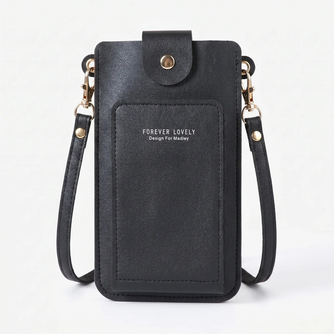 Stilvolle Crossbody-Handytasche für Damen, mit transparentem Handyfach & Kartenfächern.