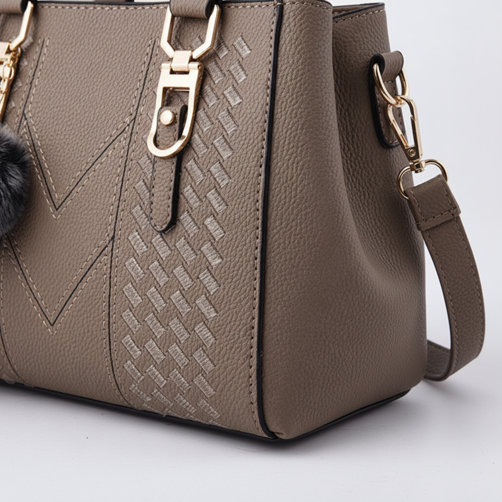 Geräumige Damenhandtasche aus PU-Leder, Satchel-Stil, mit mehreren Organisationsfächern.
