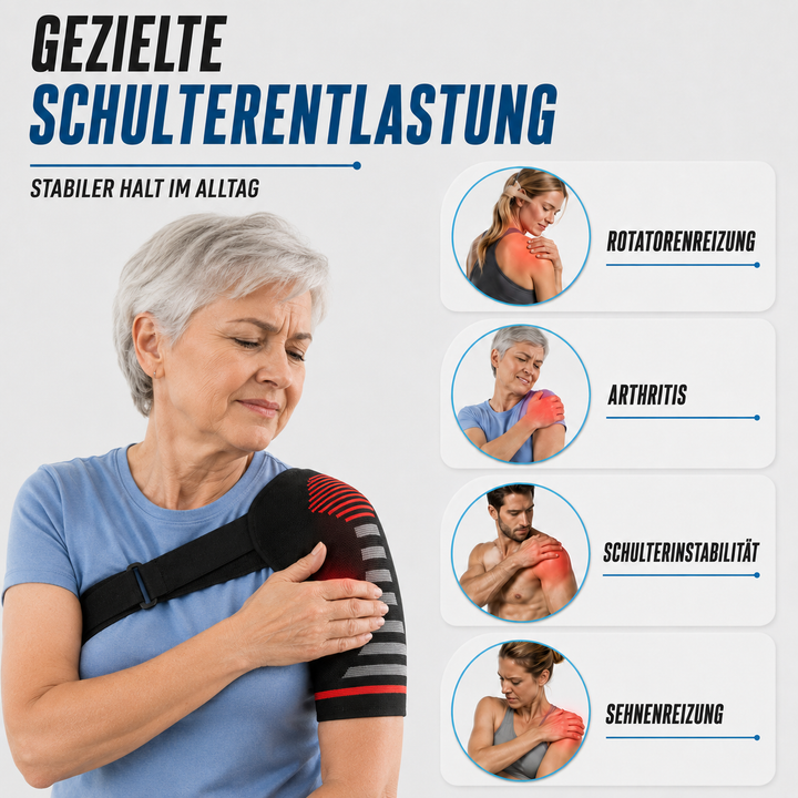 Verstellbare Schultermanschette für effektive Schmerzlinderung, Genesung und Halt während Therapie & Sport.