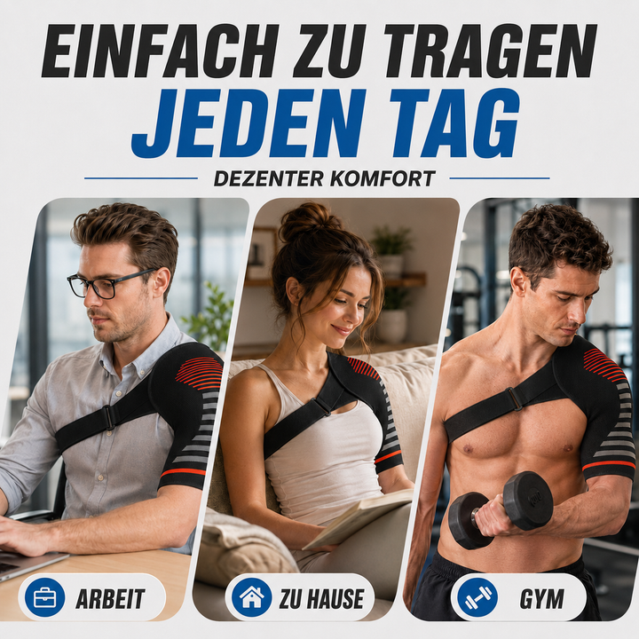 Sportliche Schultermanschette mit Kompression für optimale Unterstützung und Schmerzlinderung der Schulter.