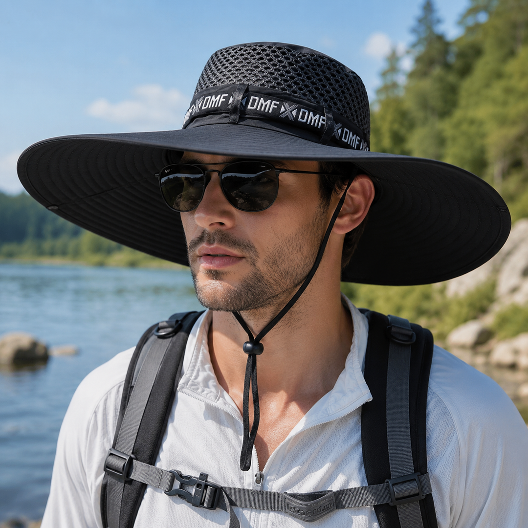 Unisex Breitkrempen-Sonnenhut mit UV-Schutz, ideal für Outdoor, Sommer & Garten.