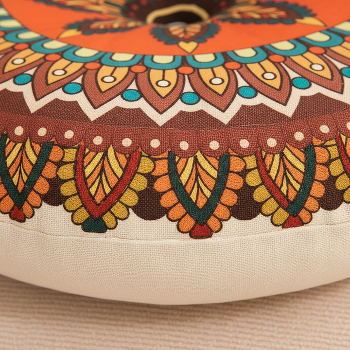 Rundes Bodenkissen, Polyester, im beliebten Boho-Stil, bietet maximalen Sitzkomfort.