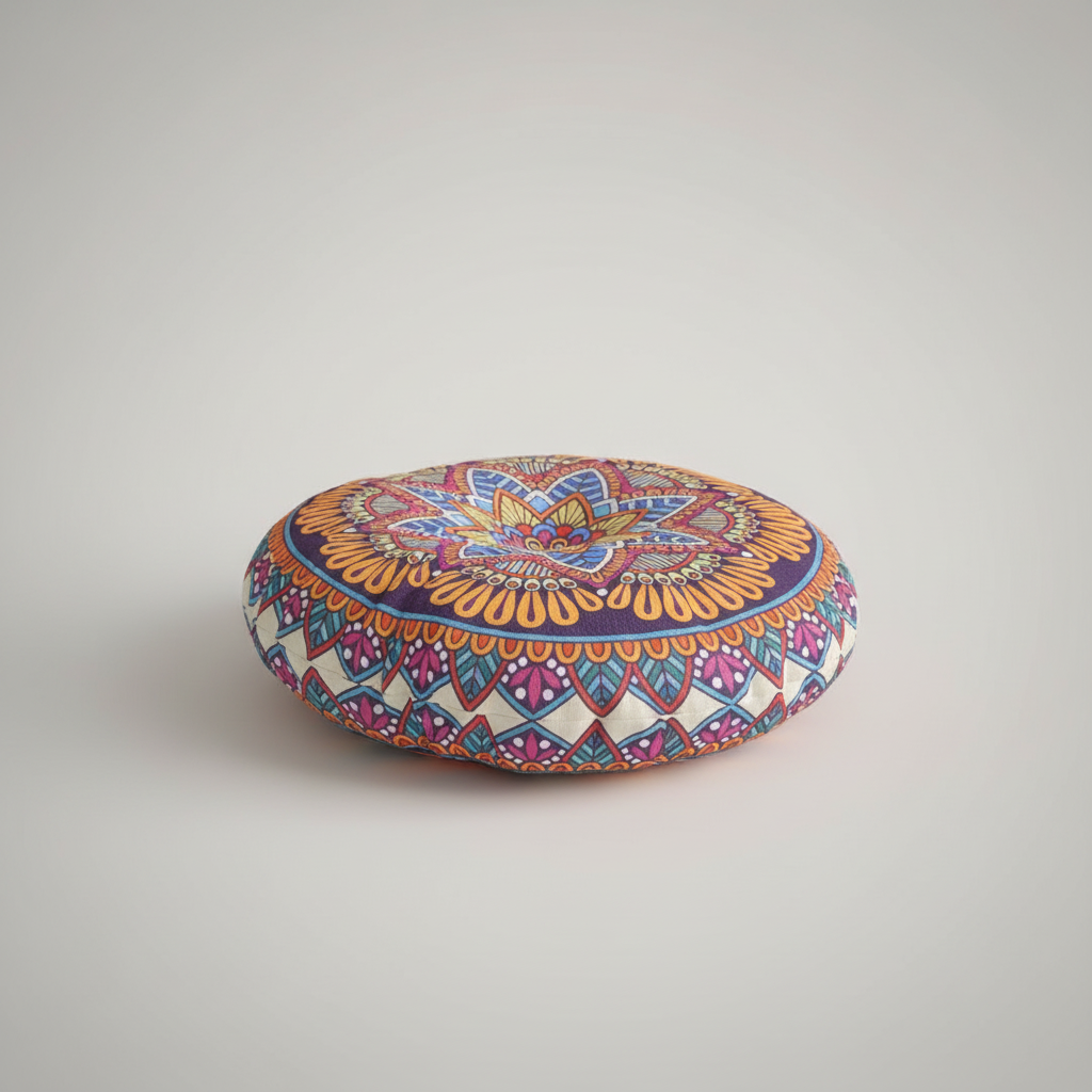 Weiches Bohemian Rundkissen, als gemütliches Sitzpolster oder stylisches Dekokissen nutzbar.
