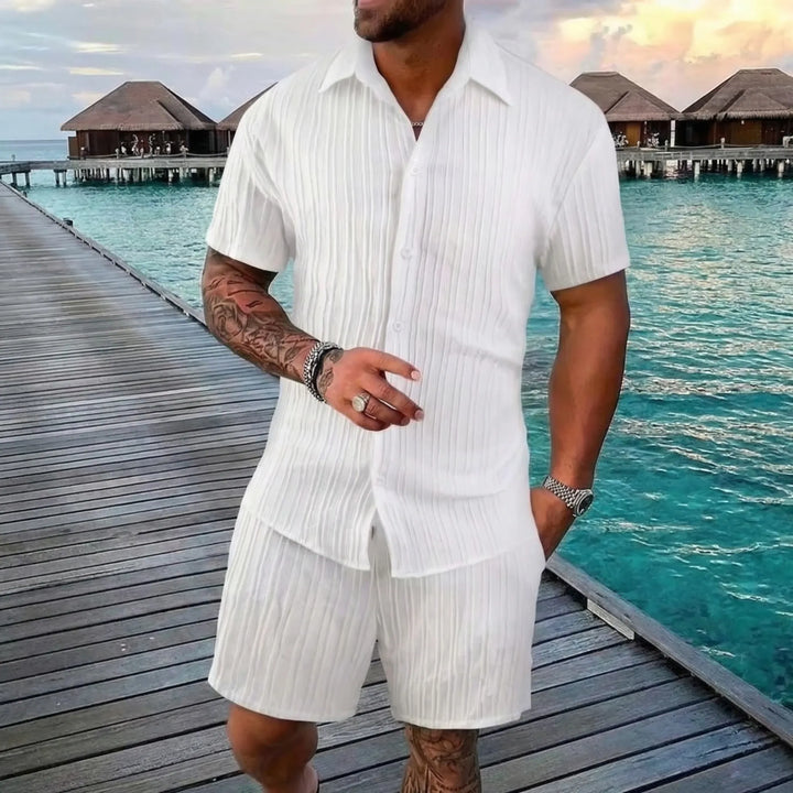 Herren Soltrek Kurzarmhemd & Shorts Set, locker sitzendes Sommer Outfit, ideal für Freizeit & Urlaub.