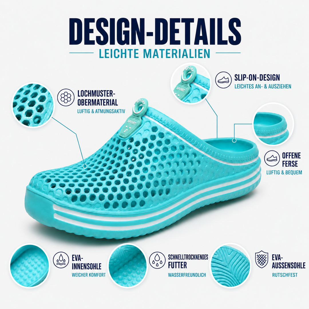 Herren Slip-On Badesandale, durchbrochen, leicht & schnelltrocknend, ideal für Sommerurlaub.
