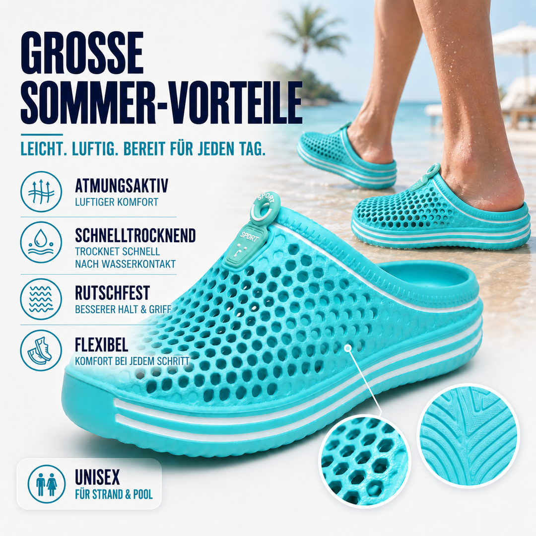 Durchbrochener Unisex Poolschuh, Slip-On, leicht, atmungsaktiv, ideal für Sommer & Freizeit.