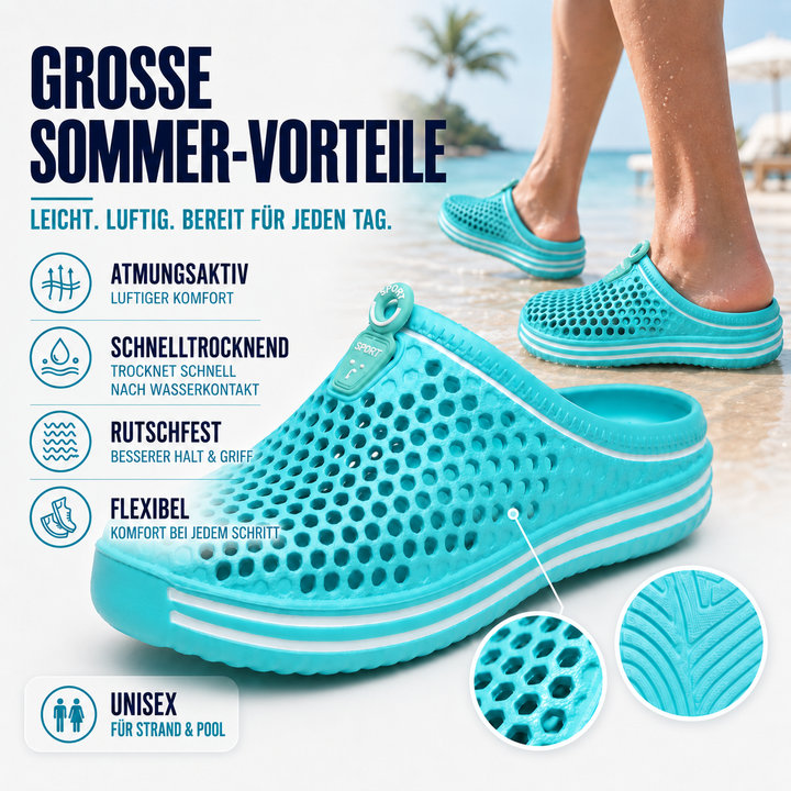 Durchbrochener Unisex Poolschuh, Slip-On, leicht, atmungsaktiv, ideal für Sommer & Freizeit.