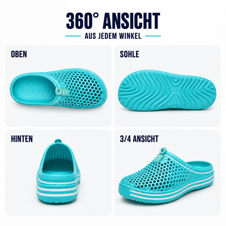 Stilvolle, durchbrochene Unisex Sommersandale, Slip-On, Herren & Damen, für Strand und Freizeit.