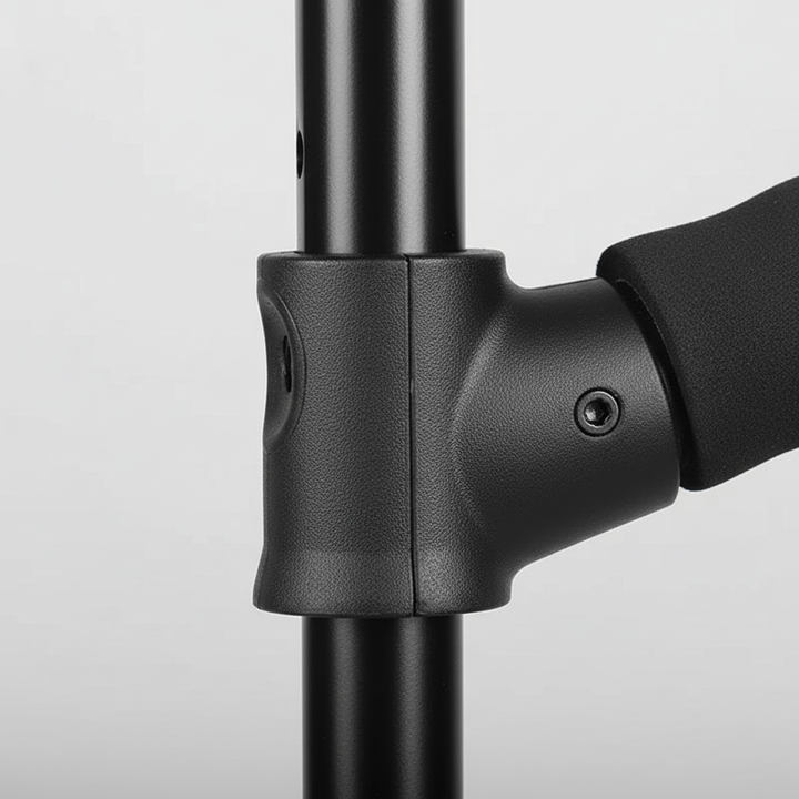 Gehstock mit Vierfuss für extra Stabilität, klappbar, Aluminium, schwarz, unterstützt die Mobilität.