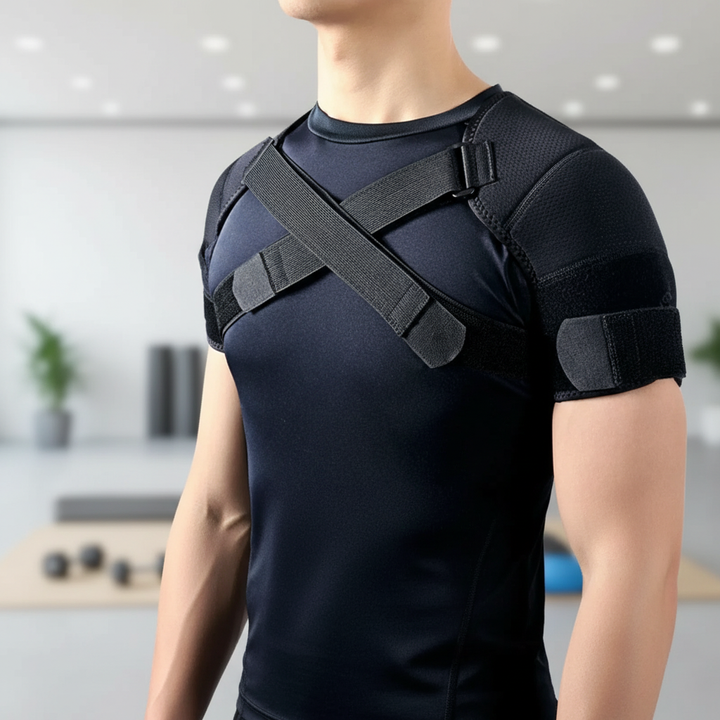 Unisex Schulterbandage zur Haltungsverbesserung, verstellbar, bietet Stütze & lindert Rückenschmerzen. Ideal für Sport.