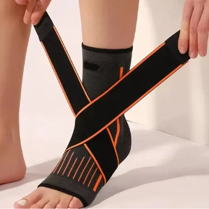 Effektive Gelenkstütze: Verstellbare Kompressions-Knöchelstütze in Orange. Stabilisierung, Schmerzlinderung für Sport.