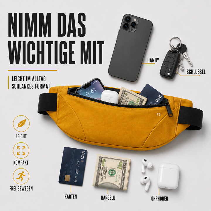 Sportliche unisex Hüfttasche, wasserdicht aus Polyester, perfekt zum Laufen, Wandern & Reisen.