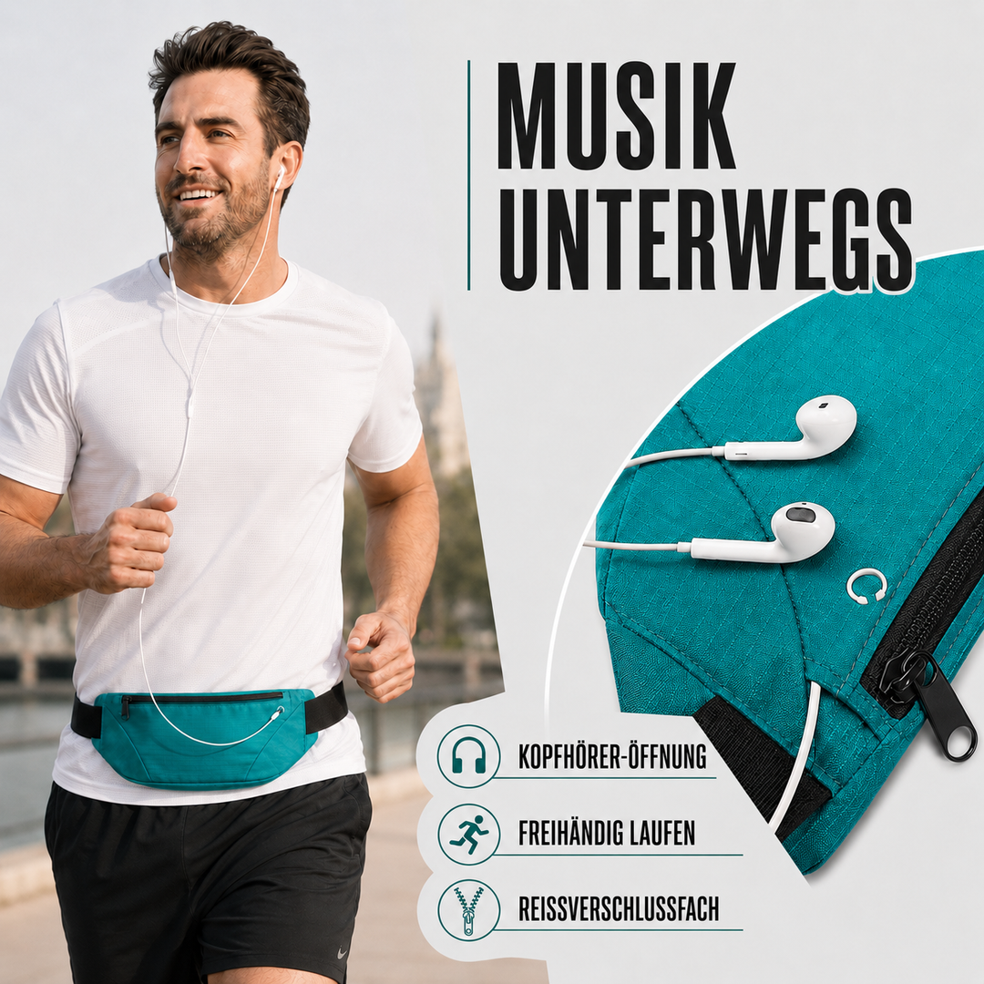 Robuste, leichte Polyester-Hüfttasche unisex. Wasserdicht für Sport, Laufen, Reisen & Essentials.