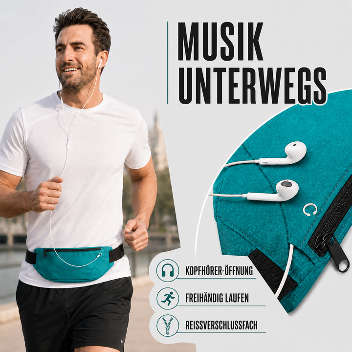 Robuste, leichte Polyester-Hüfttasche unisex. Wasserdicht für Sport, Laufen, Reisen & Essentials.