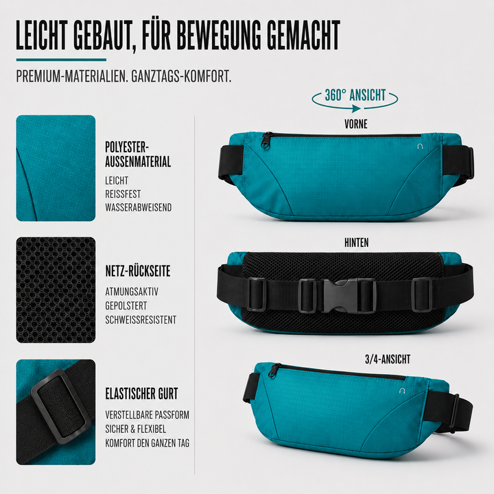 Unisex Bauchtasche, wasserdicht & leicht, ideal für Sport, Reisen & tägliche Essentials.