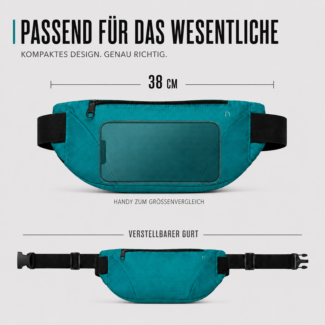 Leichte Unisex-Hüfttasche, wasserdicht & robust aus Polyester, perfekt für Laufen und Sport.