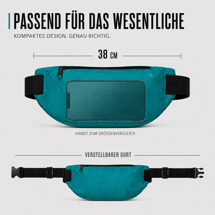 Leichte Unisex-Hüfttasche, wasserdicht & robust aus Polyester, perfekt für Laufen und Sport.